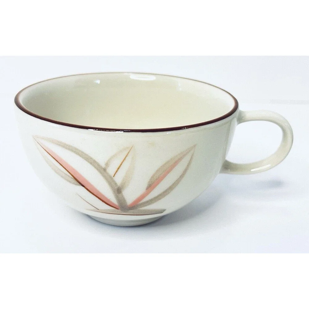 Winfield Pottery Dragon Flower Cup Pink Gray California Pottery MCM 1950s